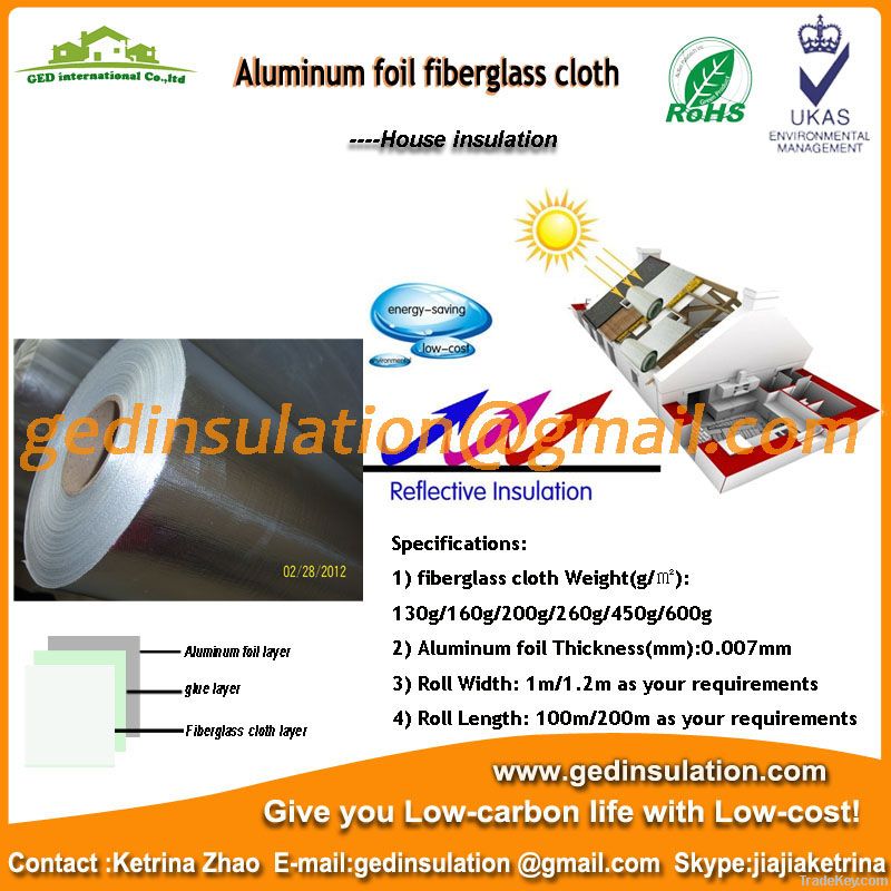 Reflective Thermal Insulation aluminum foil fiberglass cloth