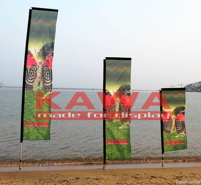 Vertical banner, block banner with fiberglass pole