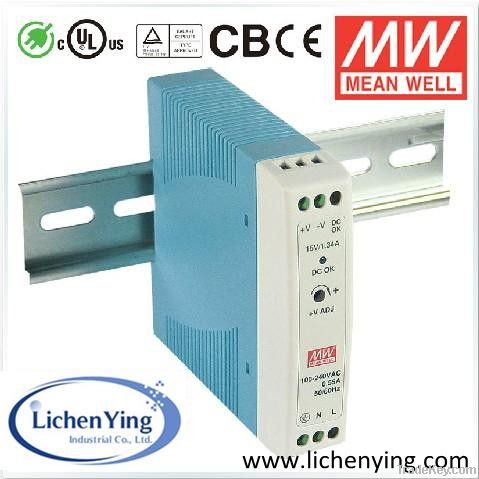 Mean Well 24W 1A 24V Single Output Industrial DIN Rail Power Supply