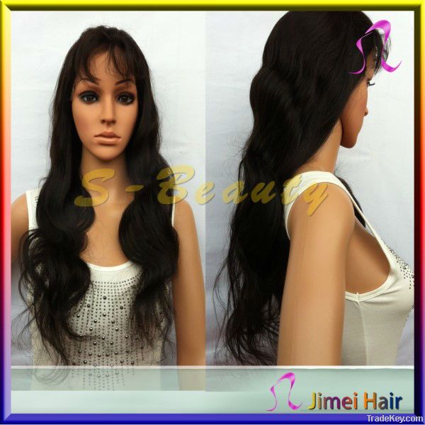 full cuticle human hair fron lace wig for lady