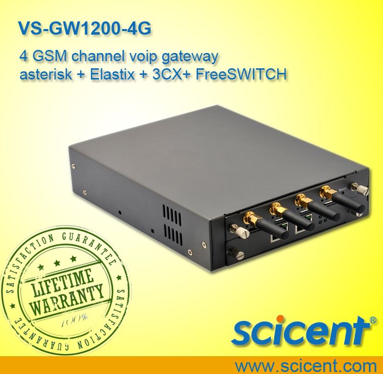 4 GSM channel voip gateway asterisk + Elastix + 3CX+ FreeSWITCH