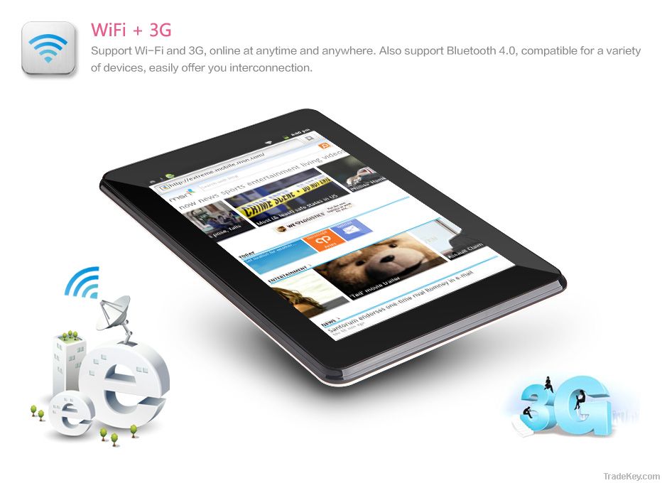 7 inch android tablet pc and mobile quand core 3G bulit-in GPS