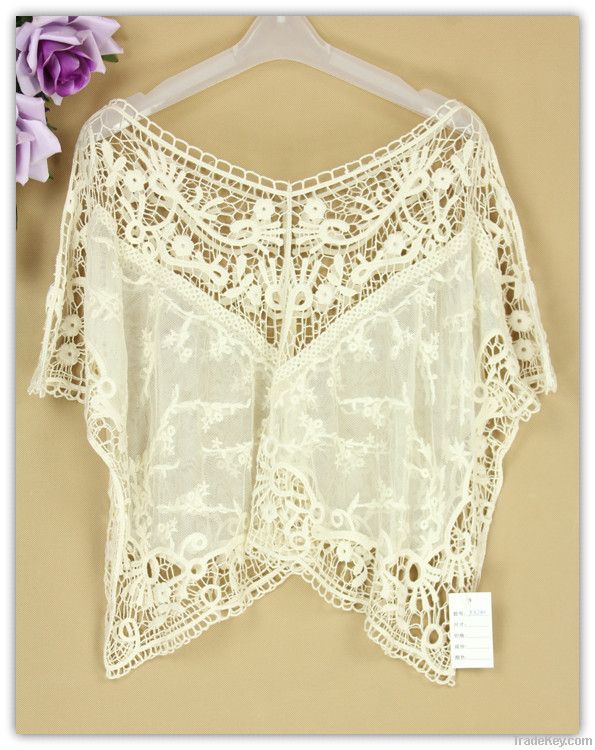 New Women Lace Sweet Hollow Out Crochet Knit Loose Blouse Tops