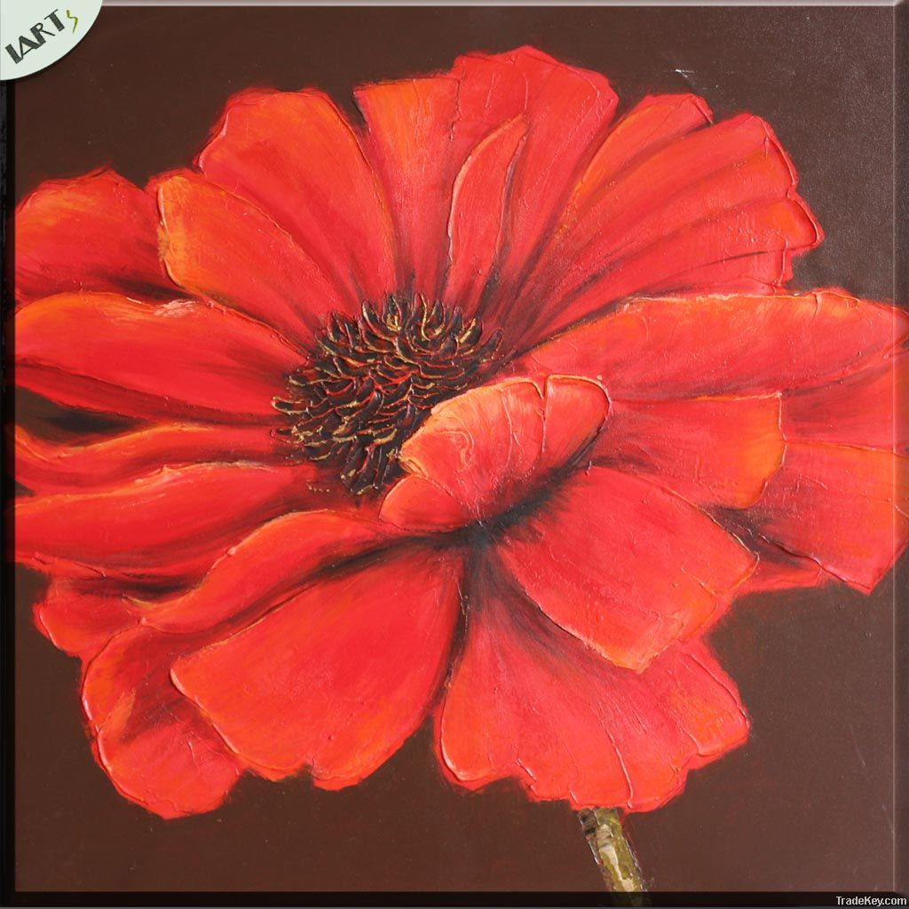 Modern decorative red flower oil painting