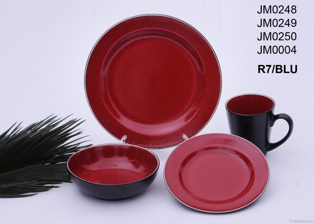 16pcs crystal red glaze dinnerware set