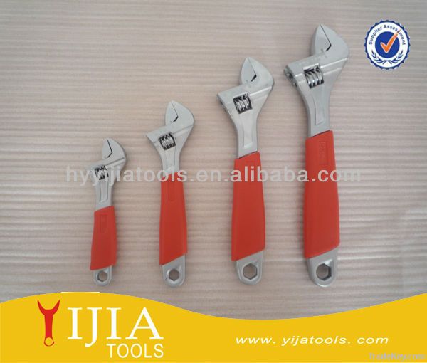 Red soft cushion grip adjustable wrench