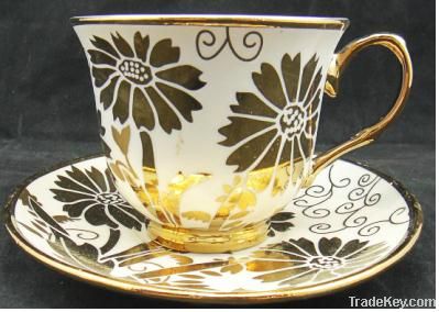 golden plated cup saucer
