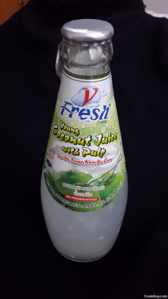 Young Coconut Juice With Pulp 290ml In Glass Jar