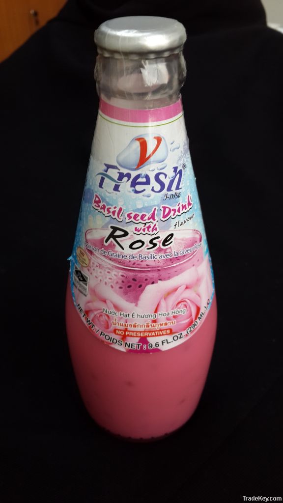 Basil Seed Drink - Rose Favor 290ml In Glass Jar