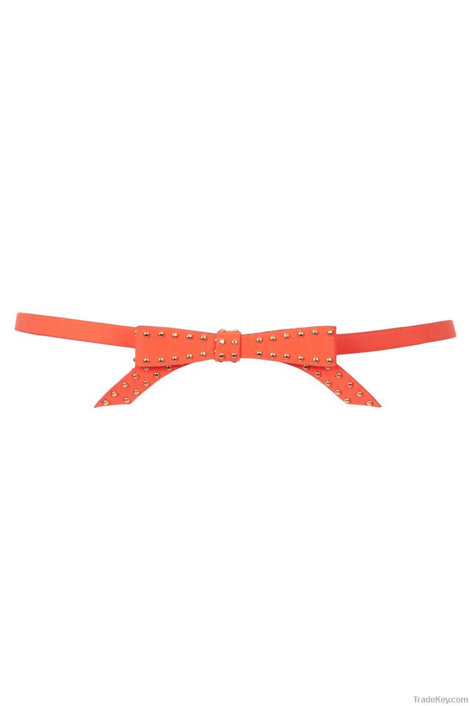 Faux Nubuck Stud Bow Belt