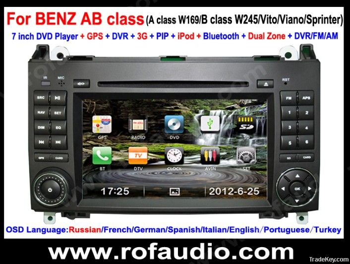 Car DVD Player with GPS Navigation For BENZ AB Class + Support