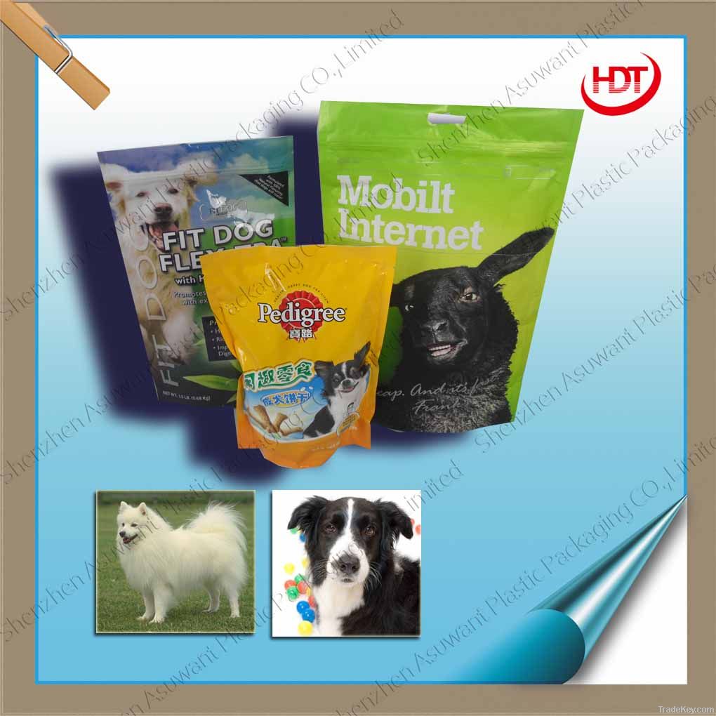 Aluminum foil material stand up pouch /ziplock open for pet food