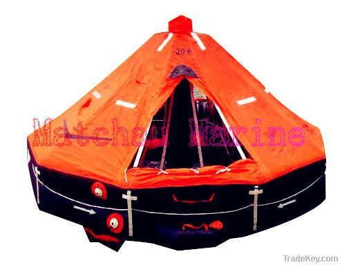 Davit launched inflatable life rafts