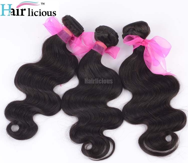 6A Hairlicious Malaysian virgin body wave unprocessed human hair extensions natural color beauty selling