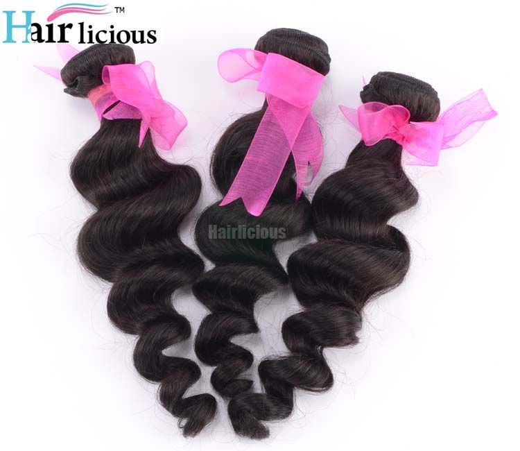 6A Hairlicious Malaysian virgin loose wave unprocessed human hair extensions natural color  wholesale