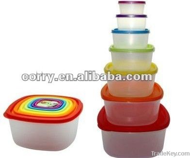 7 sets Plastic microwave round salad color bowl set with lid