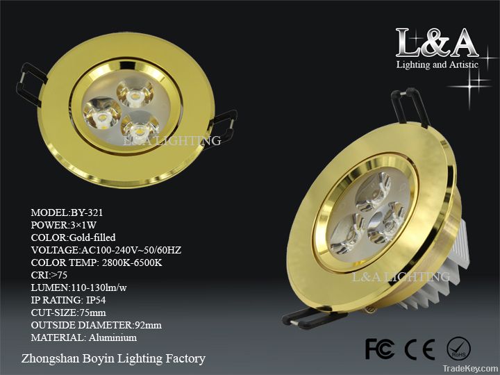 3w Gold led high power downlight