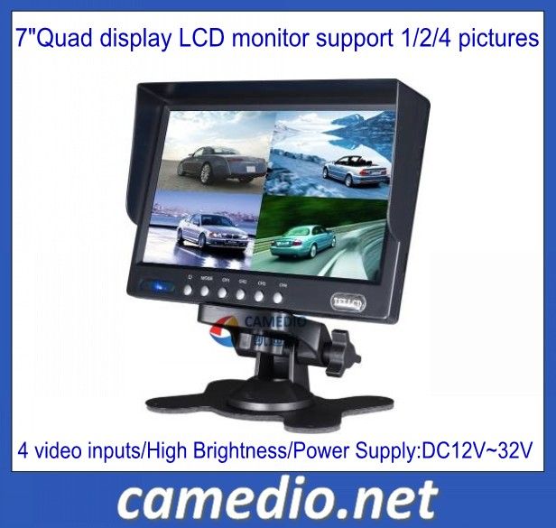 Super In-Car Quad Display 7" LCD Monitor  Support Single,Dual,Triple,Quad image 