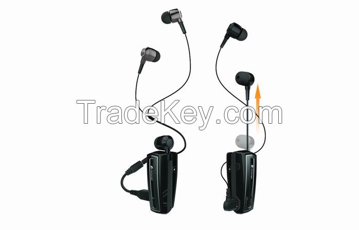 v4.0 A2DP AVRCR APTX Clip Type Stereo Retractable Bluetooth Headset 