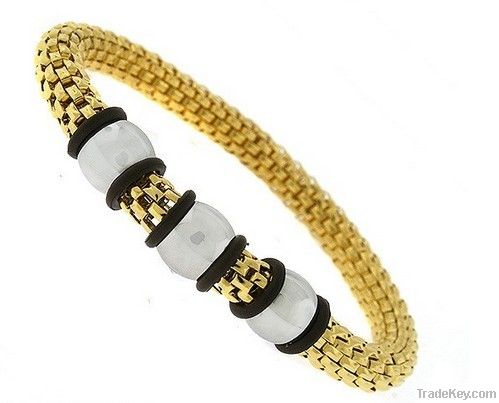 High quality IP Gold plate 316 stainless steel charm bracelet
