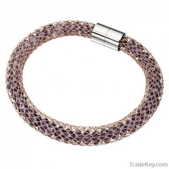 Stainless steel mesh crystal bracelet