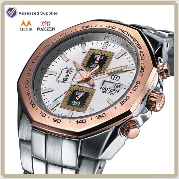 Stainless steel chronograph mens watches