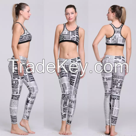 Ladies Stretchy Gradient Printed Sports Walking Jogging Workout Gym Yoga Leggings