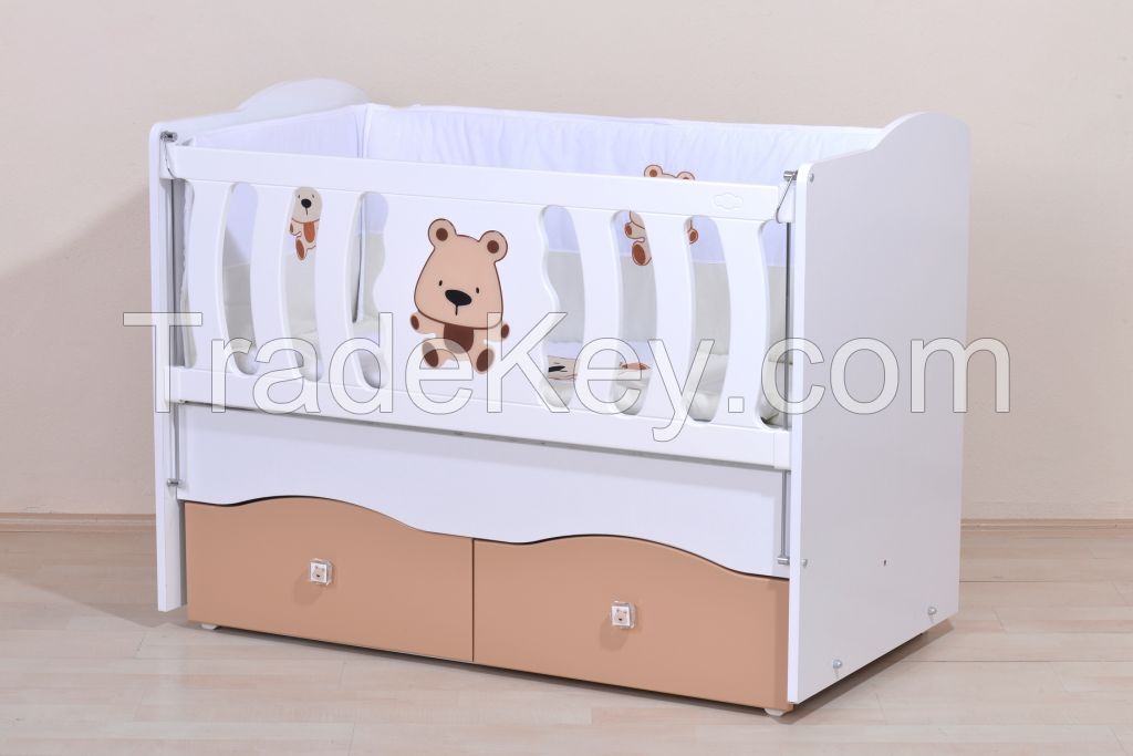 Swinging Baby Crib, 2 Drawers