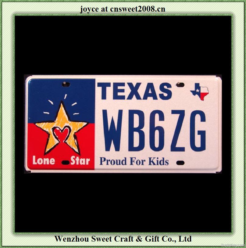 license plate with customized text