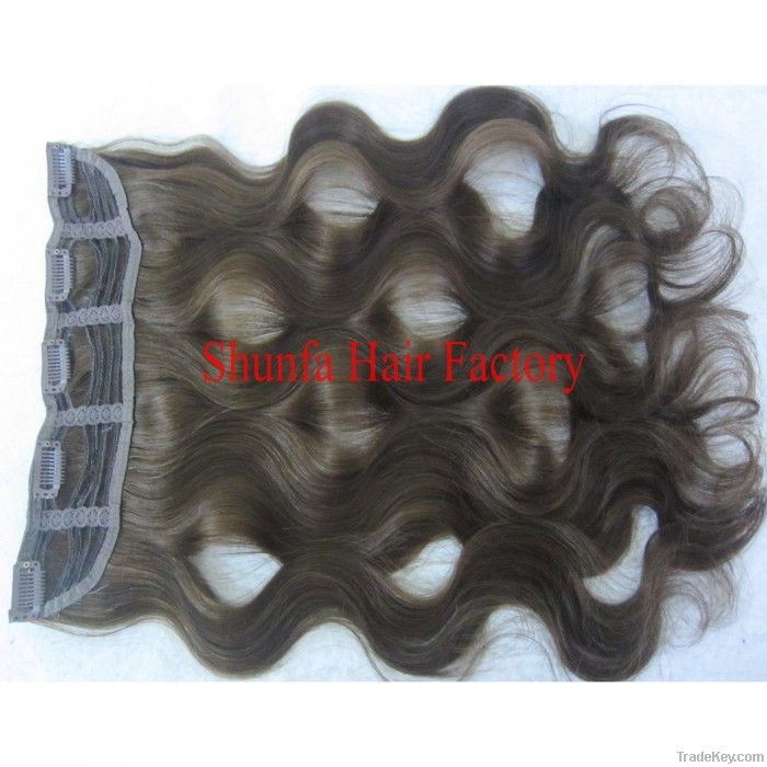 100% human hair wave clip hair extension
