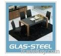 Soiled Wood and Hot Bending Glass Top Dining Table BT128