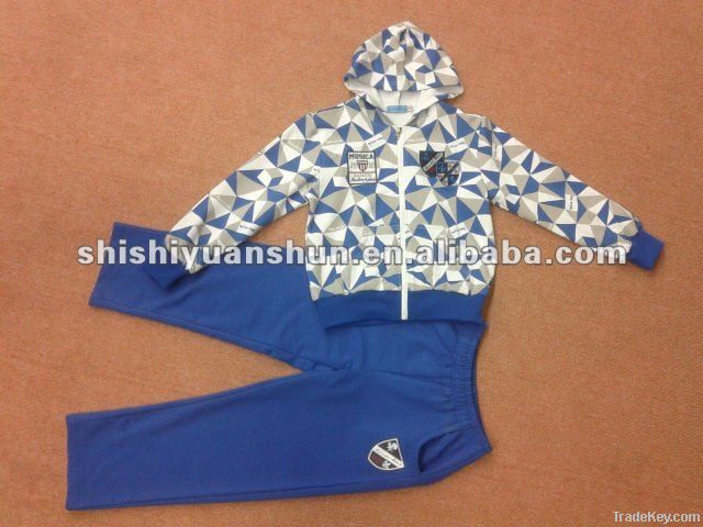 100%polyester french terry Boys hoody jogging set