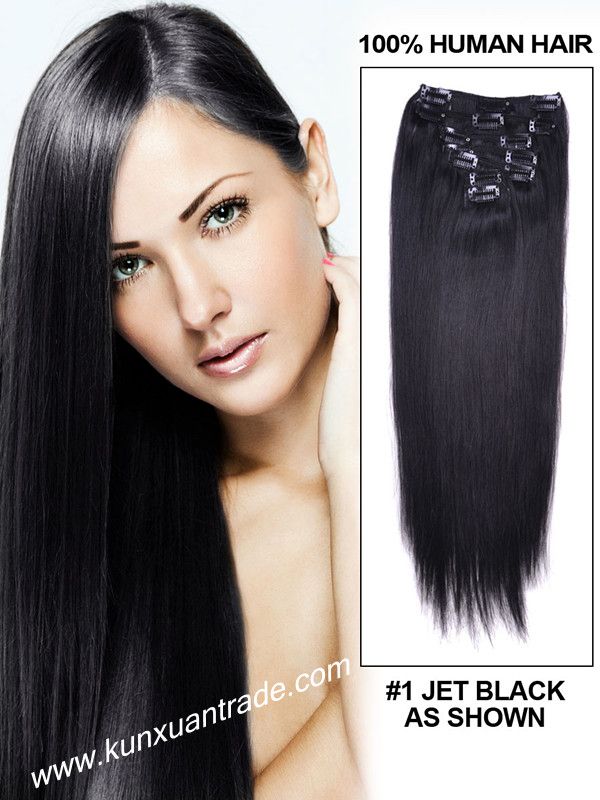 100% human hair 7 Piece Deep Wave/Boday wave/silky, Brazilian virgin hair weft,Clip in hair extension