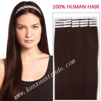 hot 100% human hair 8-ash-brown-tape-in-human-hair-extensions
