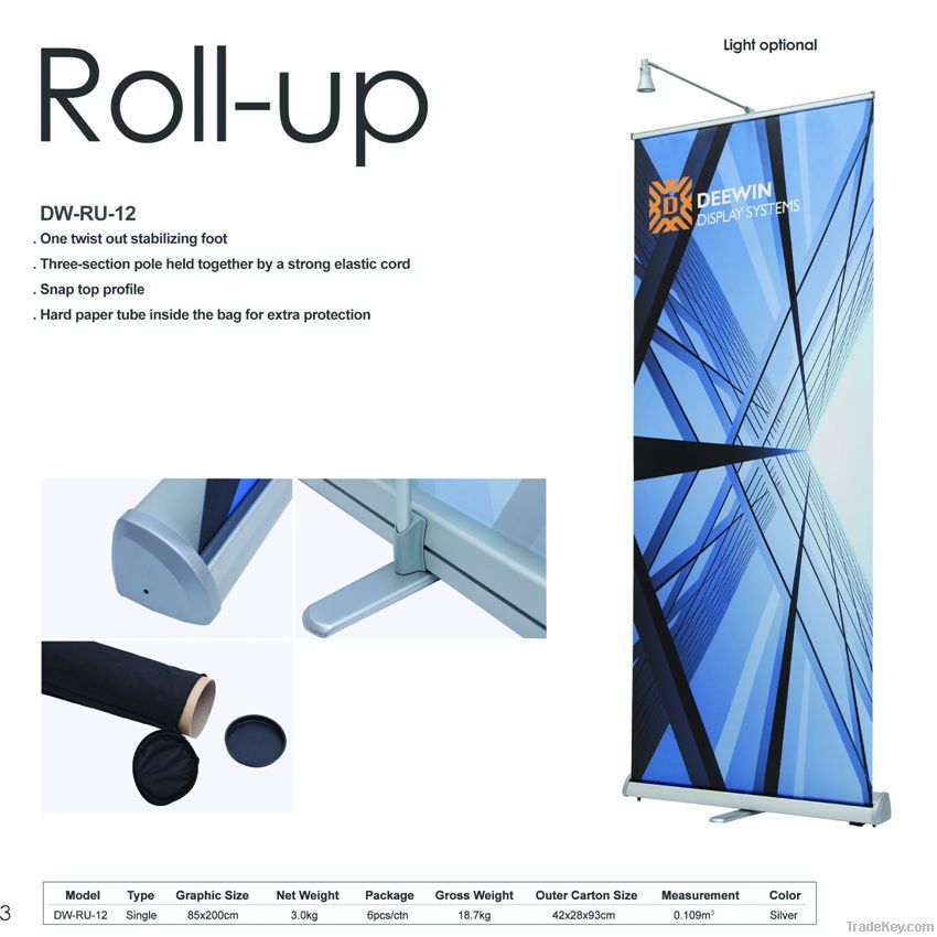 Roll up display stand, potable stands, retractable display stands