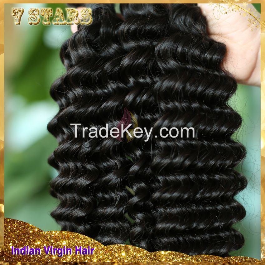 2015 new arrival unprocessed 100% tangle free wholesale virgin cheap price deep wave Indian hair extension