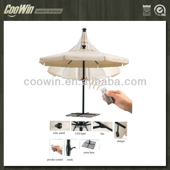 auto-solar patio umbrella with light