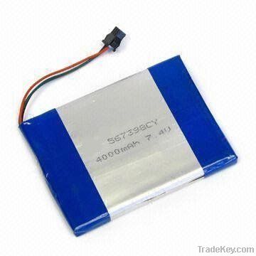 7.4V 4000mAh rechargeable Li-Polymer battery pack LP567398