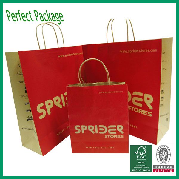  wholesale luxury Two Color Logo Print White Kraft paper shopping bag