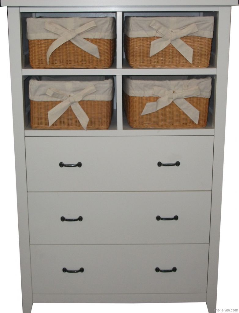 3 Drawer 4 Rattan Cabinet