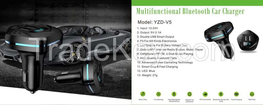 YZD-V5 Multifunctional Bluetooth Car Charger