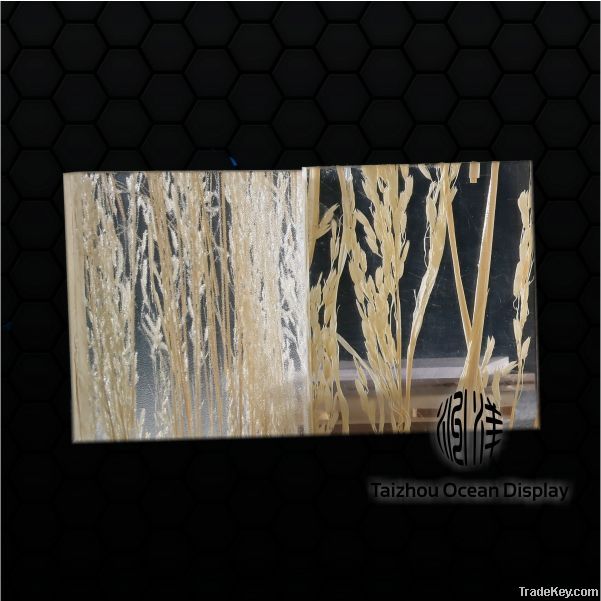 Resin natural panel with real plant inside