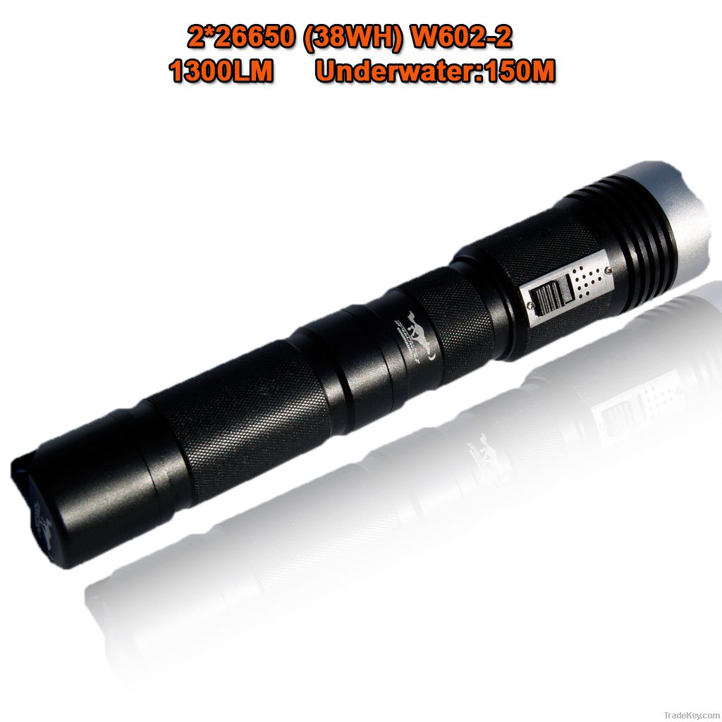 10000MAH dving depth 150M 26650 LED diving light