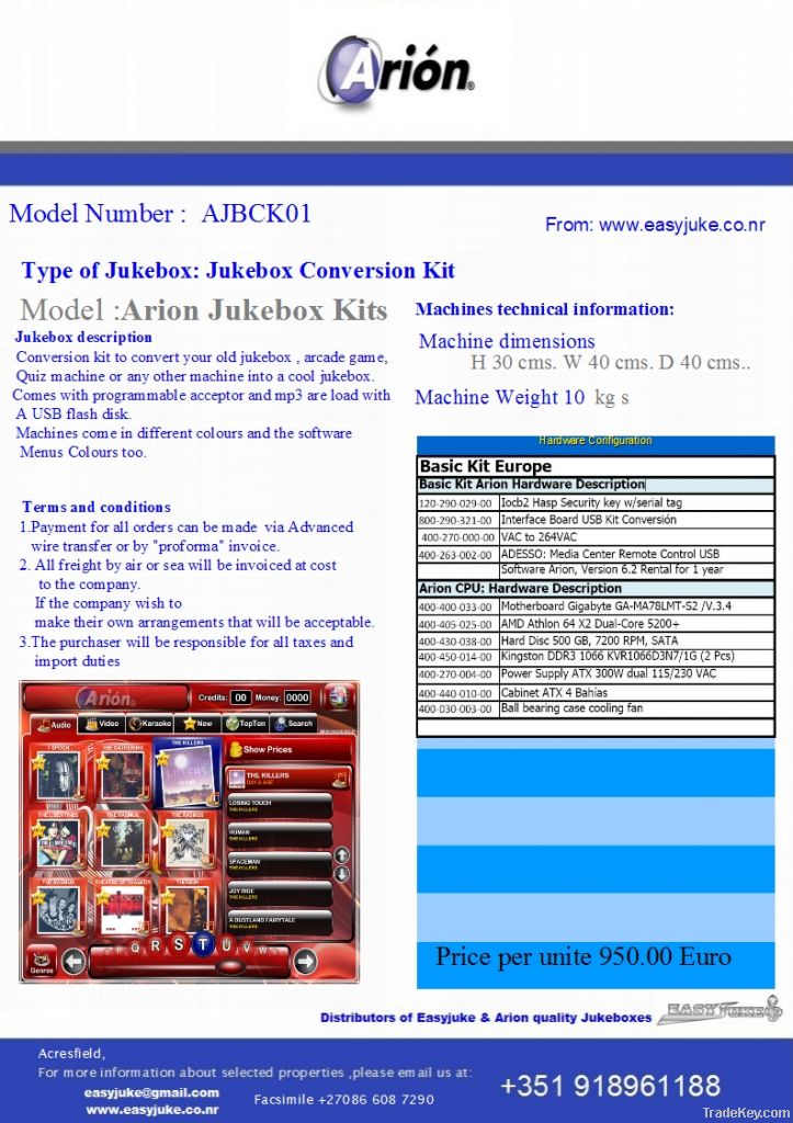 Arion Jukebox Conversion DIY Kits