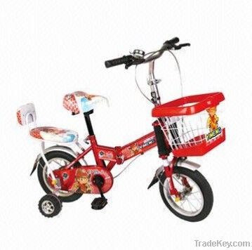 Folding/children's bicycle with training wheel set, colorful frame