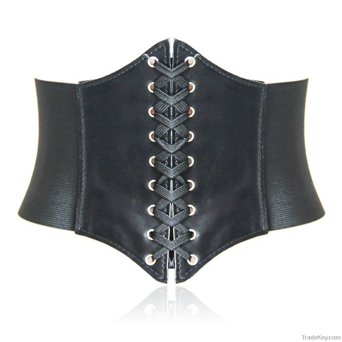 Promotional Black Lace-up Corset Style Elastic Cinch Be