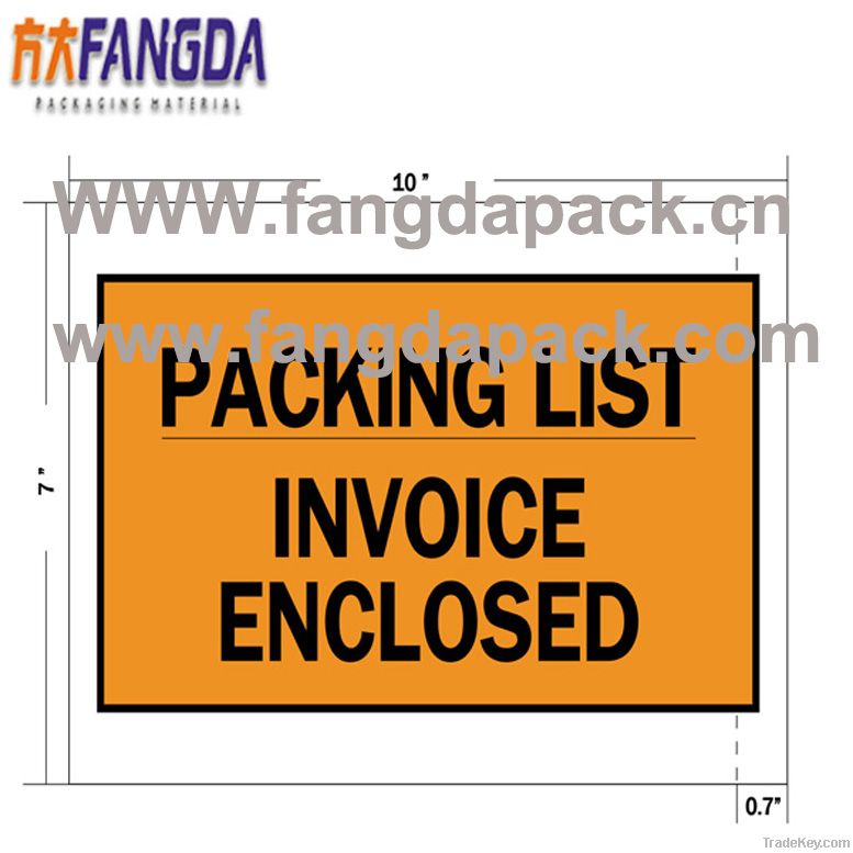 "Packing list invoice enclosed" envelopes