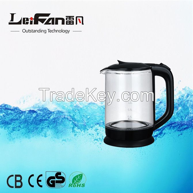 Cheaper 360 degree swivel base 1500w cordless glass electric kettle