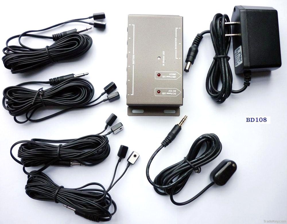Remote Control IR Repeater/ IR Extender with 1 Receiver & 8 Emitters (