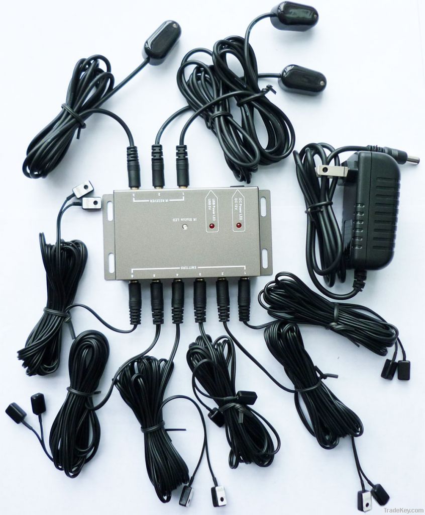 Remote Control IR Repeater/ IR Extender with 3 Receivers & 12 Emitters